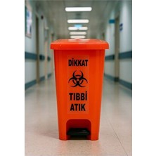 Loremp Tıbbi Atık Kutusu 25 Lt Pedallı Çöp Kutusu Turuncu Renk