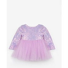 Le Mabelle Lila  Pullu Uzun Kollu Kız Bebek Elbise - Berry