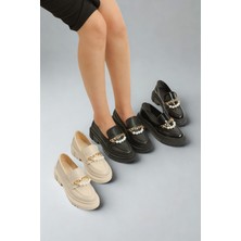 Hepici Loafer Günlük Kadın Inci Taş Detaylı Rahat Ayakkabı