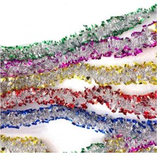 Go İthalat Mavi Gümüş Renk 4 cm Genişlik Garland Çift Renk Sim Süs 180 cm (784)