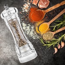 Kt Home Değirmen Karabiber Tuz Değirmeni Lüx Akrilik Tuzluk Karabiberlik Değirmen Öğütücü Seramik 16 cm