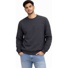 Justas Bisiklet Yaka Üç Iplik Şardonlu Füme Sweatshirt