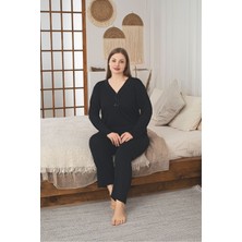 Asel Büyük Beden Penye Likralı  Pijama Takımı