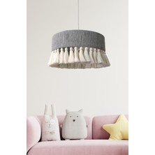 Yutedekor El Yapımı Bohem Makrome Avize – Gri | Lagertha 35 cm