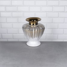 Hinora Gold Çizgili Konik Porselen Vazo Orta Boy 23X23X26,5CM Tekli Satılır