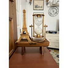  eyfel kulesi cam kum saati dekoratif biblo figür obje ahşap standlı modern ev dekorasyonu hediyelik eşya
