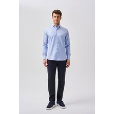Bisse Bisse Studio Uzun Kollu Regular Fit Italyan Yaka Cepsiz Erkek Gömlek Mavi BSGMEKS252154_E35