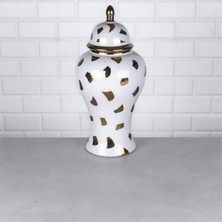 Hinora Gold Beyaz Benekli Büyük Boy Küp Porselen Dekorasyon Obje 22X22X45CM Tekli Satılır