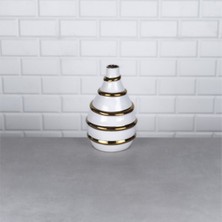 Hinora Gold Spiral Desen Tombul Porselen Vazo 16X16X26CM Tekli Satılır