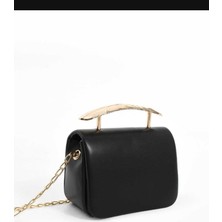 Zynp Gold Metal Saplı Mini El ve Omuz Çantası