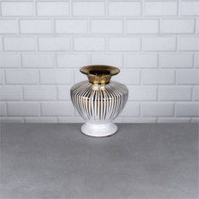 Hinora Gold Çizgili Konik Porselen Vazo Küçük Boy 21X21X21CM Tekli Satılır