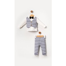 Bubito Müslin Papyonlu Yelekli Erkek Bebek&çocuk 4'lü Takım Seti-Gri