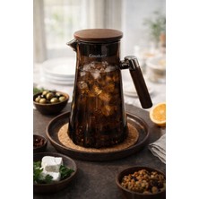 Akdeniz Home Isıya Dayanıklı Borosilikat Cam Sürahi - 2 Litre Akasya Ahşap Saplı