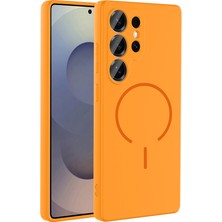 Ecruz Galaxy S25 Ultra Kılıf M-Safe Şarj Özellikli Zore Meta Kapak - Turuncu