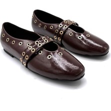 Kindep Trok Detaylı Günlük Kadın Babet Kahve