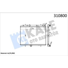 Kale 2061011AB - Radyatör 307-407-C4-C5-BERLINGO-PARTNER1.6-1.8-2.0 Hdi Ac Klimasız Mek 380×552X26