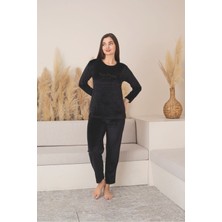 Asel Kadın Kırmızı Renk Likralı Kadife Pijama Takımı