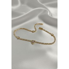 Nadide Aksesuar Çelik Minimal Su Yolu Gold Kadın Bileklik Kalpli Clk-Su-Yl-Gld-Kdn-Blk-Klp