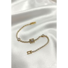 Nadide Aksesuar Çelik Minimal Su Yolu Gold Kadın Bileklik Baget Taşlı Clk-Su-Yl-Gld-Kdn-Blk-Bgt-Ts