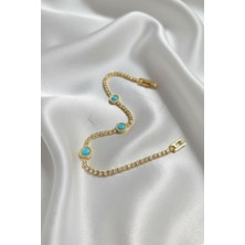 Nadide Aksesuar Çelik Minimal Su Yolu Gold Kadın Bileklik Mavi Taşlı Clk-Su-Yl-Gld-Kdn-Blk-M-Tsl