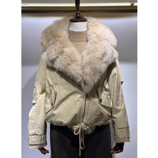 Jasminurgancy Kürk Detaylı Taş Rengi Italyan Mont