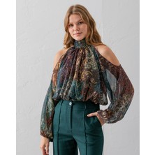 Vuntal Omzu Açık Belden Lastikli Bluz