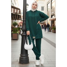 İlkimay.com Çift Cepli Kapüşonlu Ikili Takım 1668 - Zümrüt Yeşili