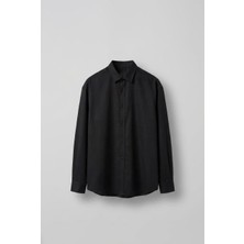 Abluka Online Erkek Oversize Uzun Kollu Basic Gömlek Siyah