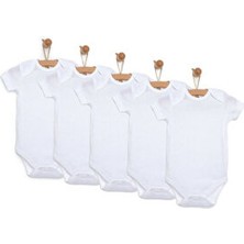 Ebebek Hello Baby Hellobaby Unisex 5li Beyaz Body Zarf Yaka Kısa Kol Beyaz