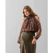 Vuntal Omzu Açık Belden Lastikli Bluz