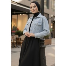 İlkimay.com Cepli Kısa Kot Ceket 1669 - Buz Mavi