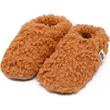 Ella Bonna Teddy Bebek Pandufu Ev Patiği, Kaydırmaz Taban, Organik Pamuk Astar, Ev Kreş Ayakkabısı Taba