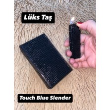 Lüks Taş Taşlı Sigara Kutusu ve Çakmak ( Slender ve toch blue)