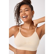 Forever More Kadın 3'lü Dikişsiz Esnek Büstiyer İnce Askılı Örme Kumaş Kapsız Gün Boyu Destek