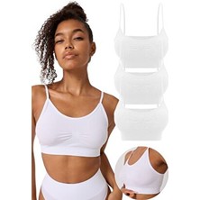 Forever More 3'lü Kadın Dikişsiz Esnek Büstiyer Kapsız Örme Kumaş Şık Tasarım