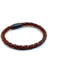 Herşey Nota Shadow Weave – Kahverengi Ince Örgü Hakiki Deri Erkek Bileklik