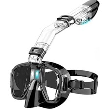 Yenitech-Şnorkel,katlanabilir Profesyonel Dalış Maskesi,kuru Üst Sistem ve Siyah Kamera Tutuculu,