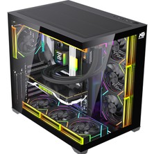 Next Gaming Alpha Neon 7x Argb Fan Kumanda ve Kontrolcü Atx Boş Bilgisayar Kasası Siyah