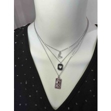 Uno Di Famiglia 3 ' Lü Charm Kolye Seti , Mineli Kalpli Kolye , Madalyon Figürlü Kolye