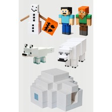 Minecraft Kış Seti Winter Set Snow Golem, Kış Tilkisi, Ayı, Iglo, Steve, Alex
