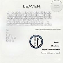 Leaven Mekanik Klavye Tuş Takımı-Pbt Çift Baskı Keycap Seti- Çizgi Desenli 97 Tuşlu -Beyaz Tuş Takımı