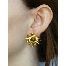 Esha Doğal Taş Sitrin Doğal Taşlı Altın Kaplama Küpe EUKU28S