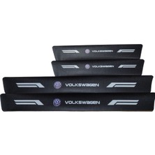 Autowise Volkswagen Logolu Karbon Kapı Eşiği Koruyucu Bant Folyo 4'lü Set