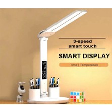 SARVONA LED Dokunmatik Katlanabilir Masa Lambası Takvim Sıcaklık Saat Şarjlı Masa Lambası