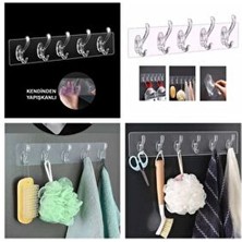 Baysa Şeffaf Kendinden Yapışkanlı 5'li Askı Turuncu Renkli Dayanıklı Plastik Malzeme ile Pratik Kullanım