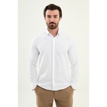 MCR Düz Slim Fit Klasik Gizli Düğmeli Uzun Kollu Erkek Gömlek