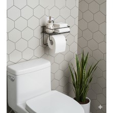 Viatom Yapışkanlı Siyah Raflı Tuvalet Kağıtlığı Wc Kağıtlık Tutucu