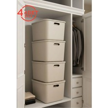 Bayev Colors Krem 4 Adet 21 Lt Dolap Içi Düzenleyici Organizer Oyuncak Kutusu Kapaklı Saklama Kutusu