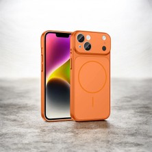 Teknolojivadim iPhone 14 iPhone 17 Görünümlü Dönüştürücü Kılıf – Modern Kamera Tasarımlı Arka Kapak Turuncu