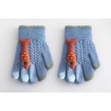 Gigi Giyim Balık Desenli Örme Unisex Çocuk Eldiven